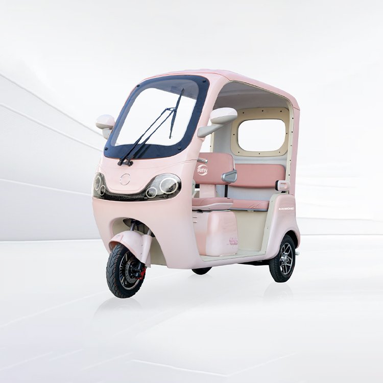 Kele enclosed cabin electric passenger tricycle gradient‑pink 3‑wheel electric vehicle