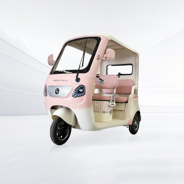 Su‑9 Pro enclosed cabin electric passenger tricycle gradient‑pink 3‑wheel electric vehicle