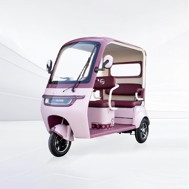 Su‑7 Max enclosed cabin electric passenger tricycle pink‑purple 3‑wheel electric vehicle