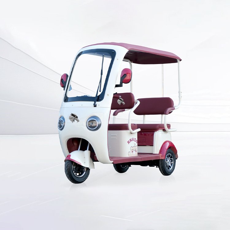 Xinghan 1 Max electric passenger tricycle with roof canopy white burgundy 3‑wheel electric vehicle