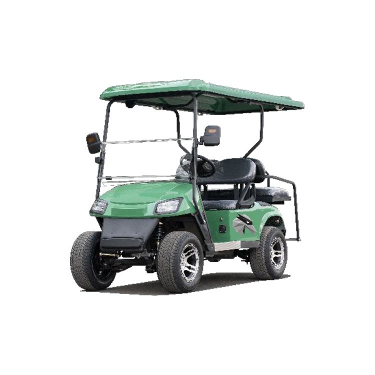 LK 4‑seater 2+2 electric golf cart green with aluminum alloy wheels and turf tires
