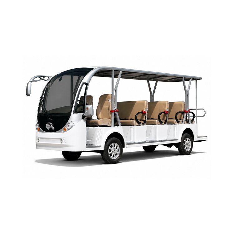 White‑silver 14‑seater open top electric sightseeing bus large capacity tourist shuttle